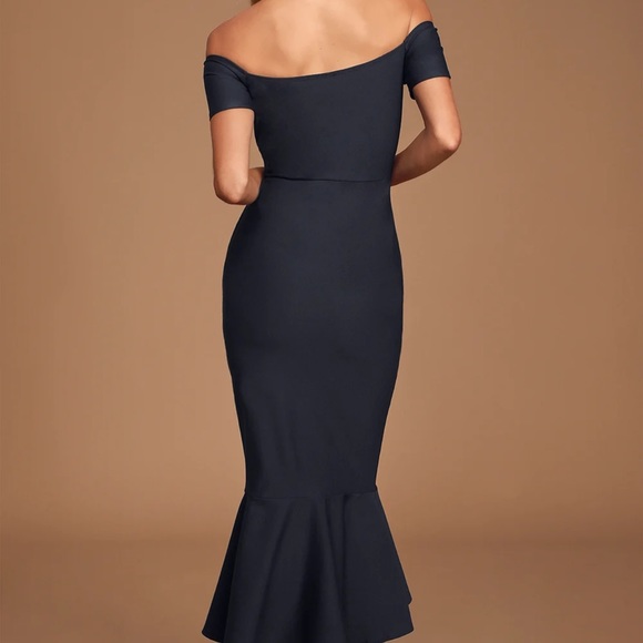 LULUS How Much I Care Midnight Blue Off-the-Shoulder Midi Dress XL - used once! - Picture 2 of 5